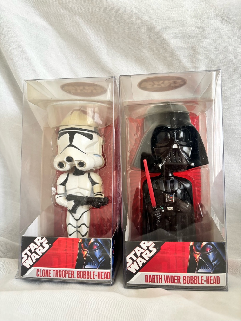 Star Wars Clone Trooper & Darth Vader Bobble-Head Duo - White, Black, Red (2007)